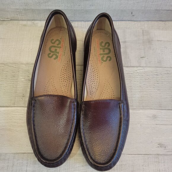 SAS Womens Leather Loafers Slip-On Brown Comfort Shoes Size 6.5M - Picture 1 of 6